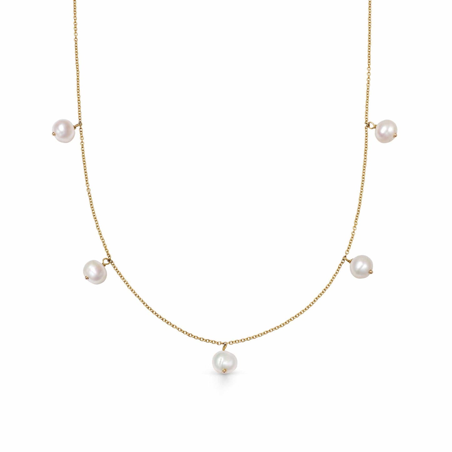 Estée Lalonde Fine Pearl Station Necklace 14ct Solid Gold