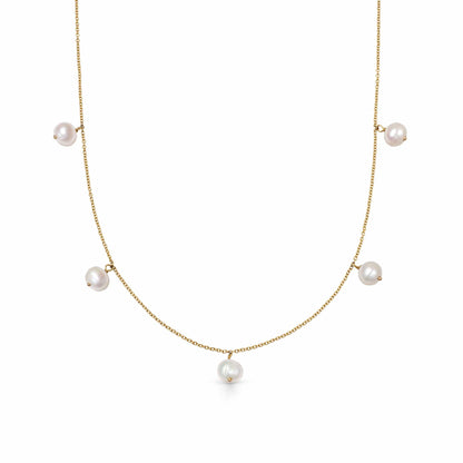 Estée Lalonde Fine Pearl Station Necklace 14ct Solid Gold