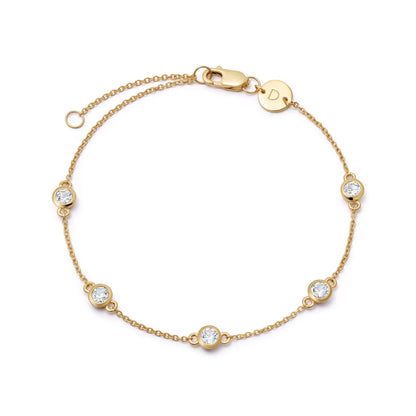 Estée Lalonde Fine Round Sapphire Station Bracelet 14ct Solid Gold