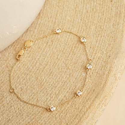 Estée Lalonde Fine Round Sapphire Station Bracelet 14ct Solid Gold