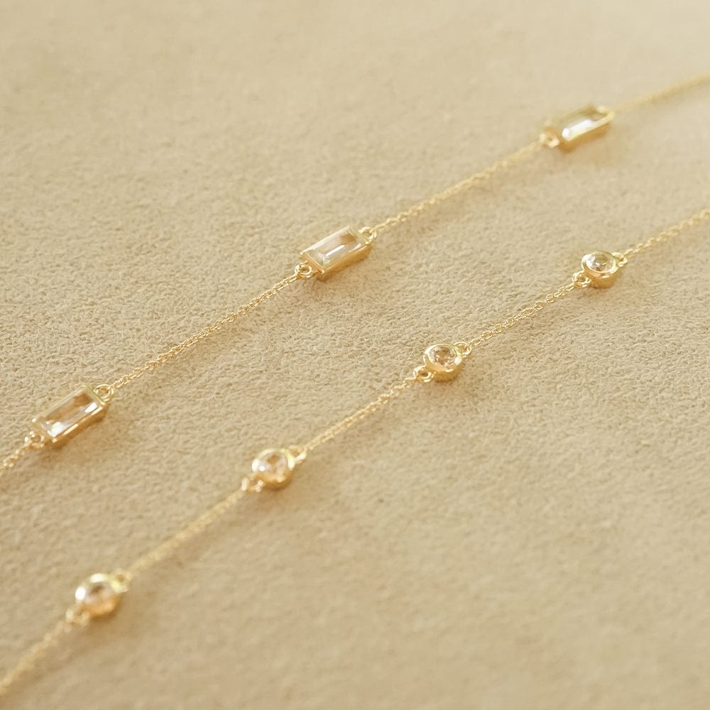 Estée Lalonde Fine Round Sapphire Station Bracelet 14ct Solid Gold