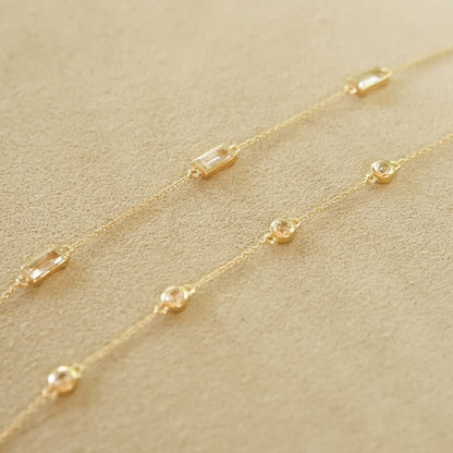 Estée Lalonde Fine Round Sapphire Station Bracelet 14ct Solid Gold