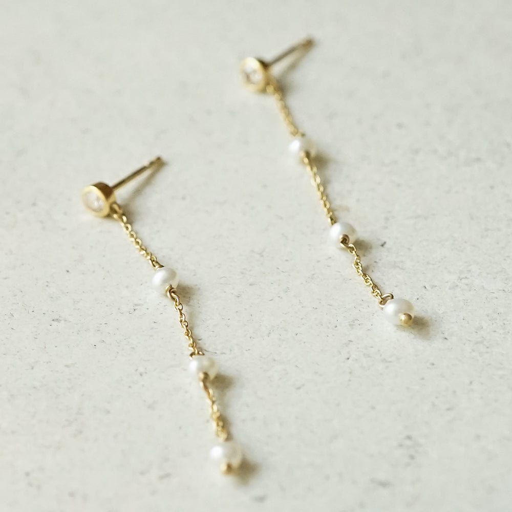 Estée Lalonde Fine Sapphire & Pearl Icicle Earrings 14ct Solid Gold