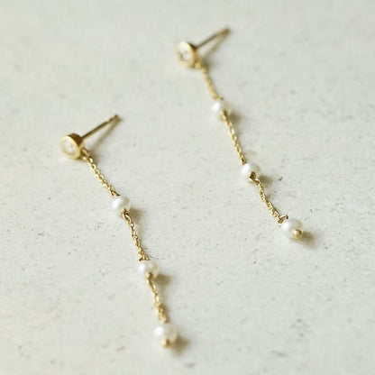 Estée Lalonde Fine Sapphire & Pearl Icicle Earrings 14ct Solid Gold