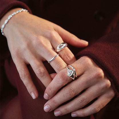 Estée Lalonde Garnet & Sapphire Band Ring Sterling Silver