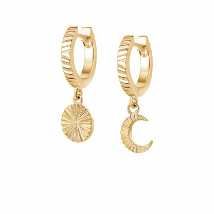 Estée Lalonde Luna Huggie Charm Earrings 18ct Gold Plate
