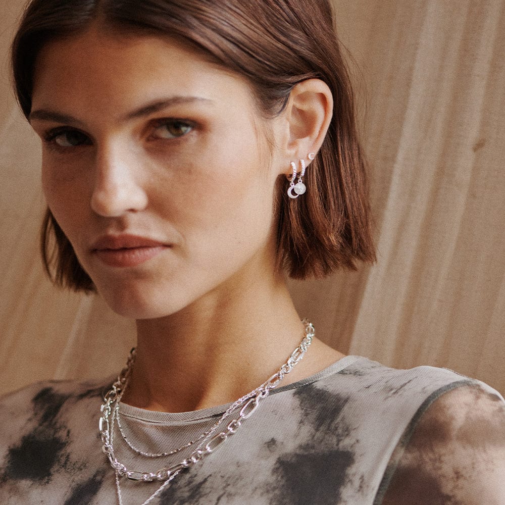 Estée Lalonde Luna Huggie Charm Earrings Sterling Silver