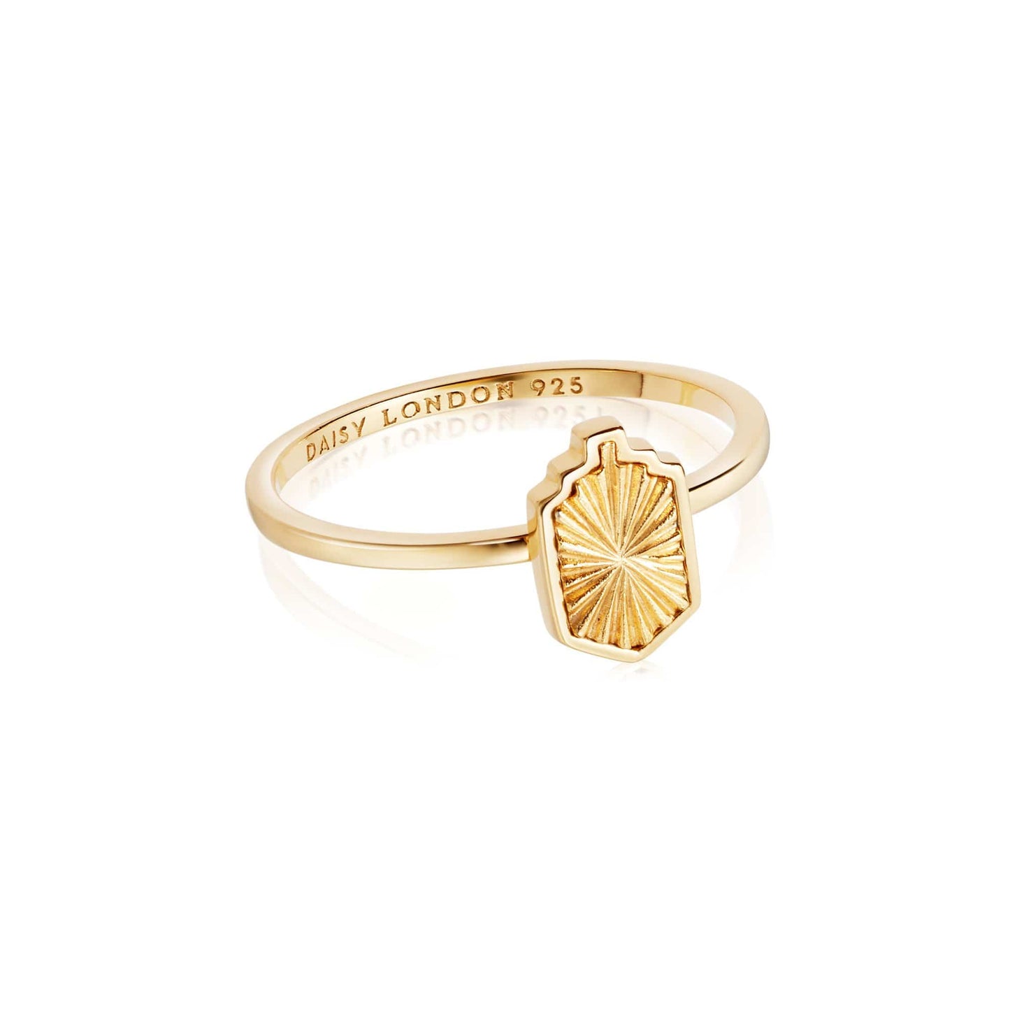 Estée Lalonde Mini Sunburst Shield Ring 18ct Gold Plate