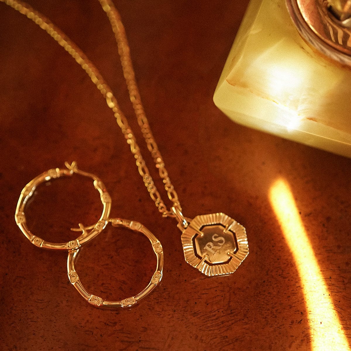Estée Lalonde Octagonal Necklace 18ct Gold Plate