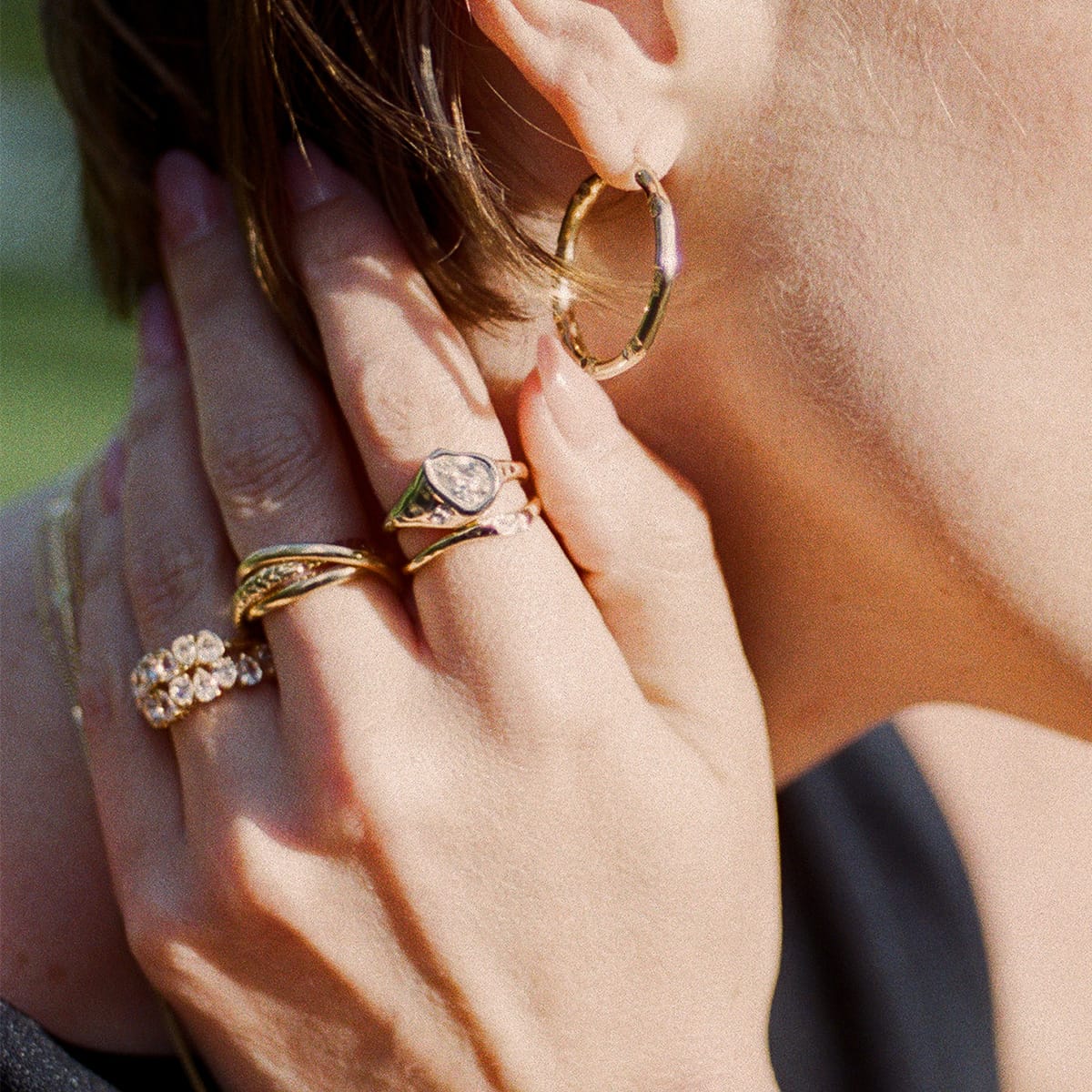 Estée Lalonde Sapphire Organic Ring Stack 18ct Gold Plate