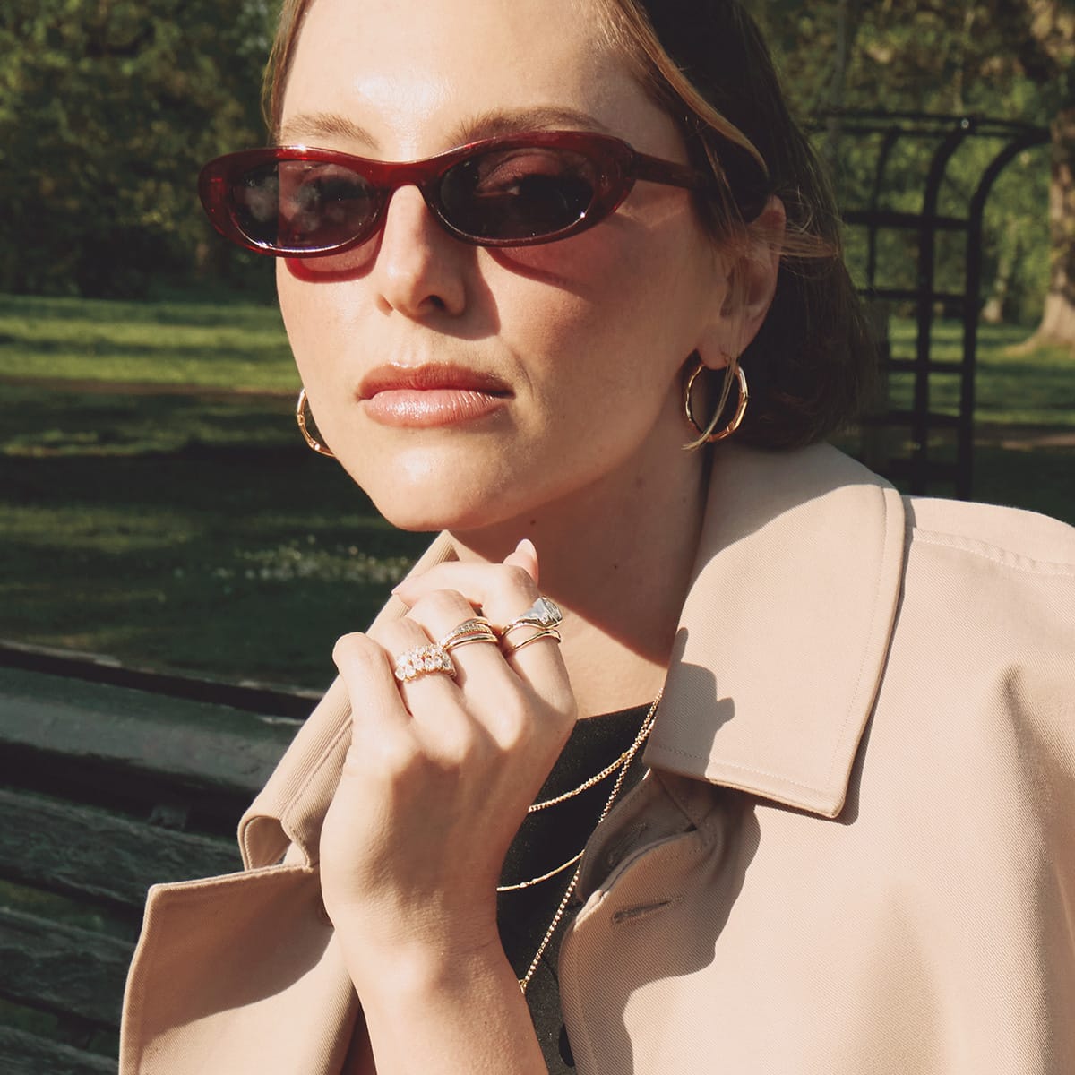 Estée Lalonde Sapphire Organic Ring Stack 18ct Gold Plate