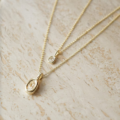 Estée Lalonde Sapphire Locket Necklace 18ct Gold Plate