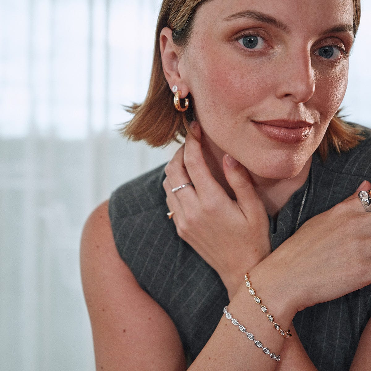 Estée Lalonde Sapphire Tennis Bracelet 18ct Gold Plate