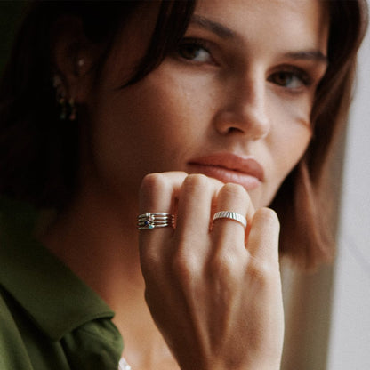 Estée Lalonde Sunburst Chunky Stacking Ring Sterling Silver
