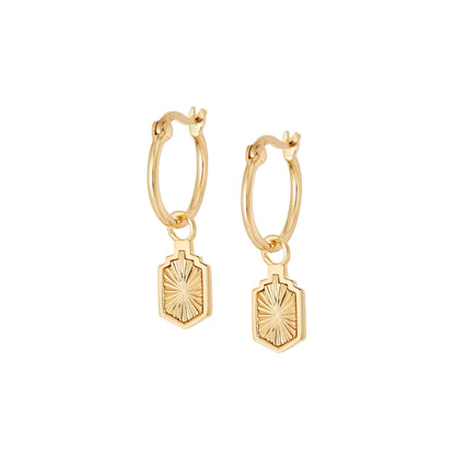 Estée Lalonde Sunburst Shield Charm Earrings 18ct Gold Plate