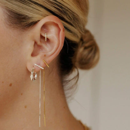 Estée Lalonde T Bar Box Chain Earrings Sterling Silver