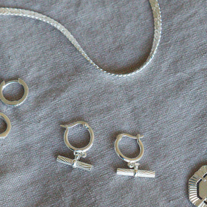 Estée Lalonde T Bar Charm Earrings Sterling Silver