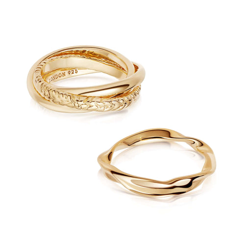 Estée Lalonde Trinity Ring Stack 18ct Gold Plate