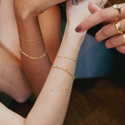 Estée Lalonde Sunburst Friendship Bracelet Stack 18ct Gold Plate