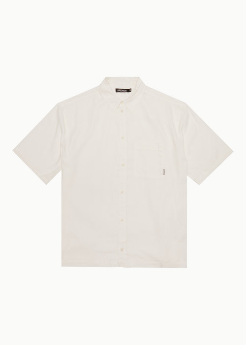 AFENDS Mens Everyday - Short Sleeve Shirt - Off White
