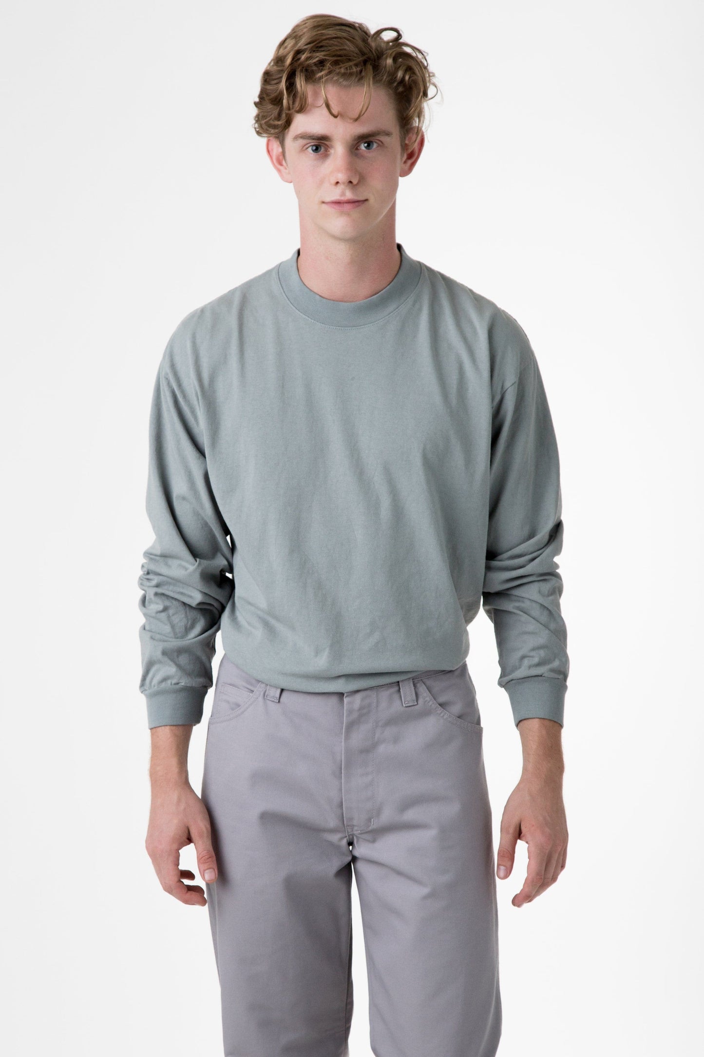 1406GD - Long Sleeve Garment Dye Mockneck T-Shirt
