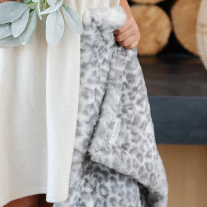 FAUX FUR RECEIVING BLANKETS - Saranoni big fluffy Leopard Faux Fur blanket, 30x40 inches, lush poly microfiber, super soft and comfy, perfect large throw blanket for relaxation.
