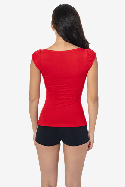 FF382 - Poly Cotton Cap Puff Sleeve Top