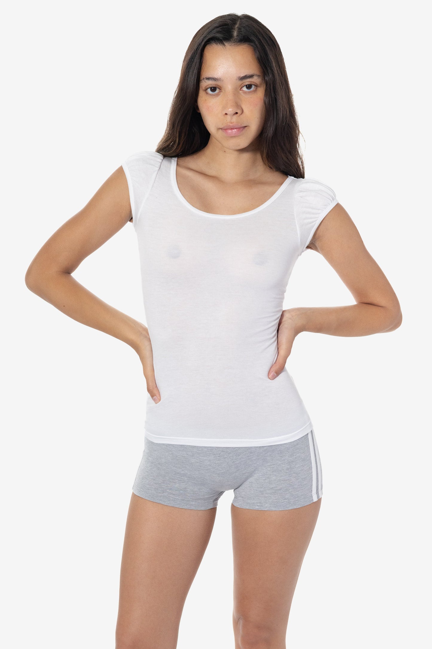FF382 - Poly Cotton Cap Puff Sleeve Top