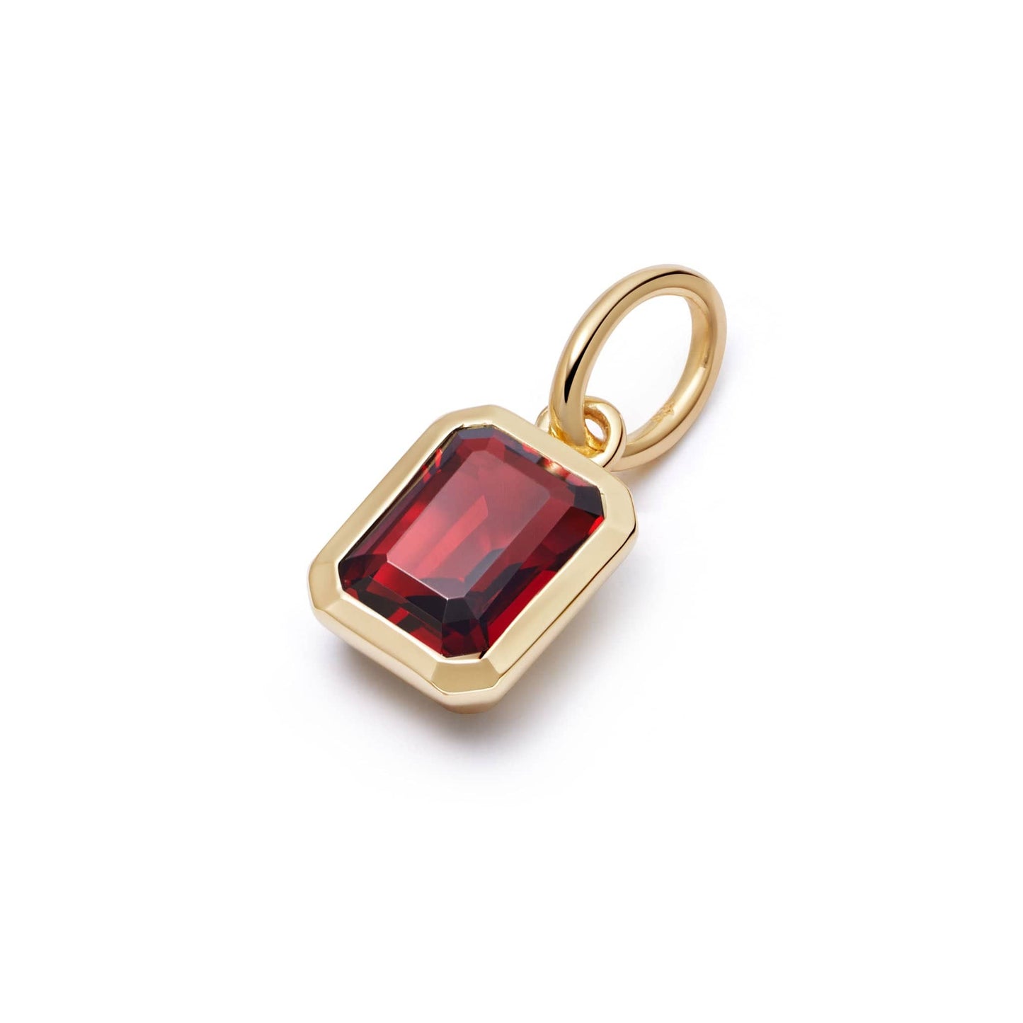 Garnet January Birthstone Charm Pendant 18ct Gold Plate