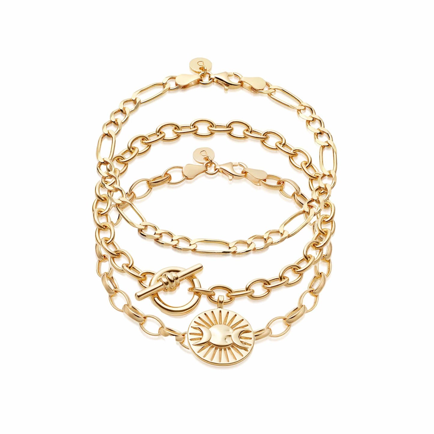 Goddess Triple Bracelet Stack 18ct Gold Plate
