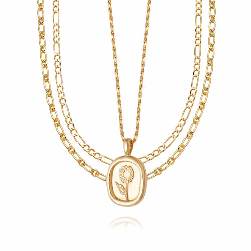 Golden Sunflower Necklace Layering Set