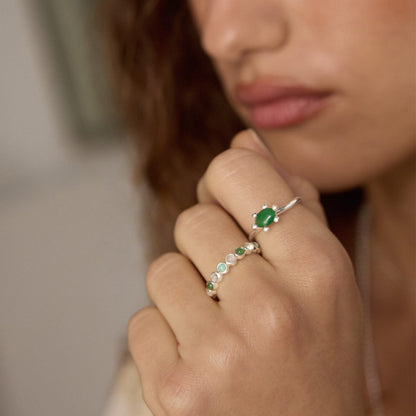 Green Aventurine Claw Ring Sterling Silver