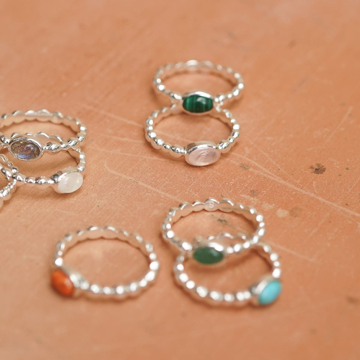 Green Aventurine Healing Stone Bobble Ring Sterling Silver