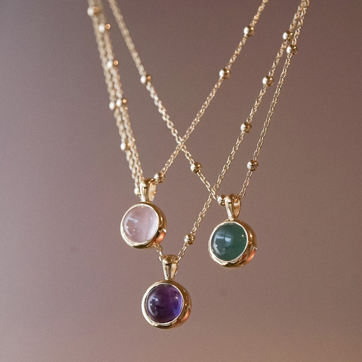 Green Aventurine Healing Stone Necklace 18ct Gold Plate