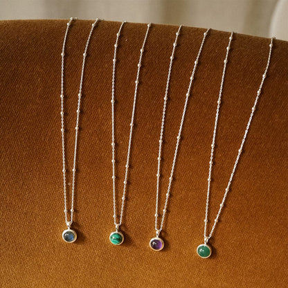 Green Aventurine Healing Stone Necklace Sterling Silver