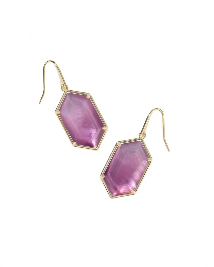 Hallie Convertible Drop Earrings Gold Purple Watercolor Illusion