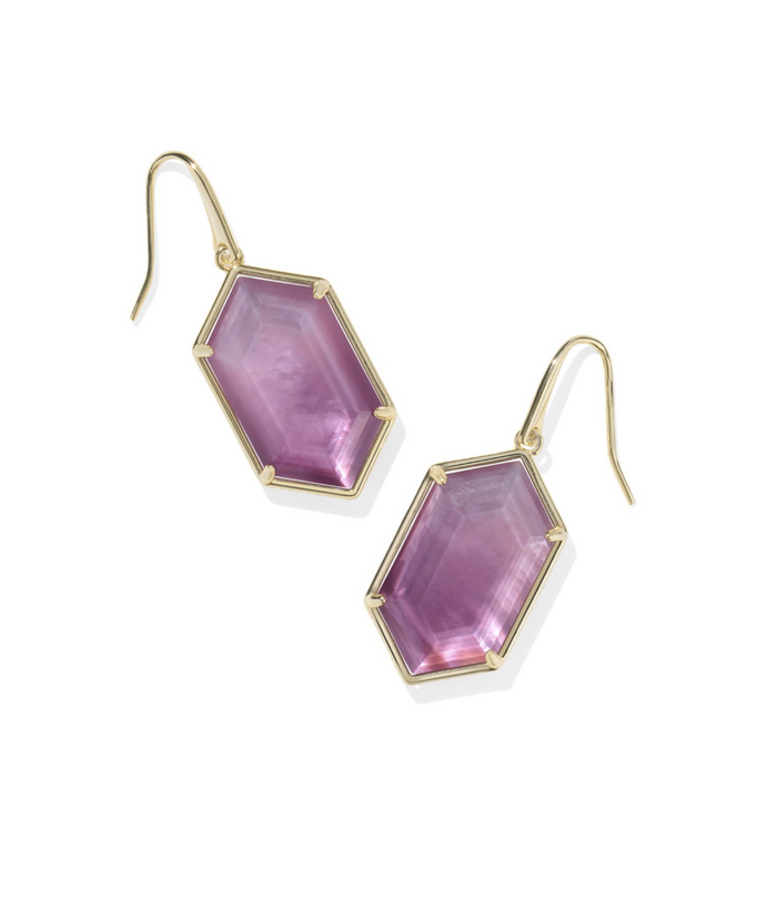 Hallie Drop Earrings Gold Purple Watercolor Illusion
