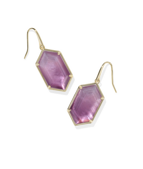 Hallie Drop Earrings Gold Purple Watercolor Illusion