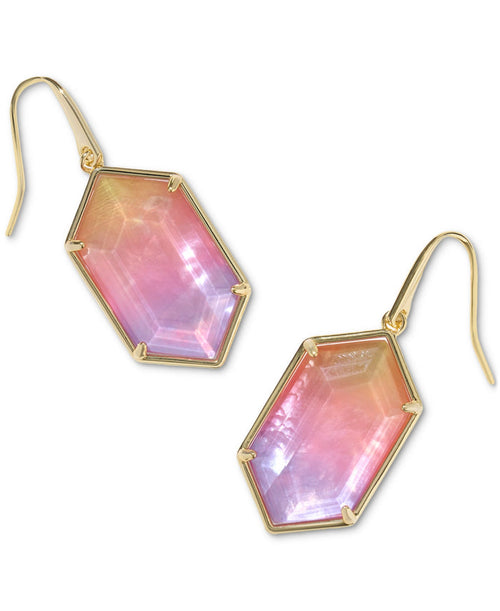 Hallie Drop Earrings Gold Sunrise Watercolor Illusion