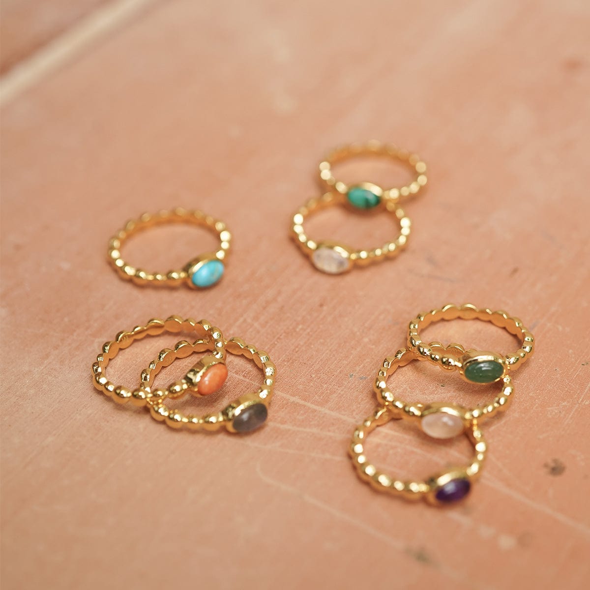Healing Stone Bobble Ring 18ct Gold Plate