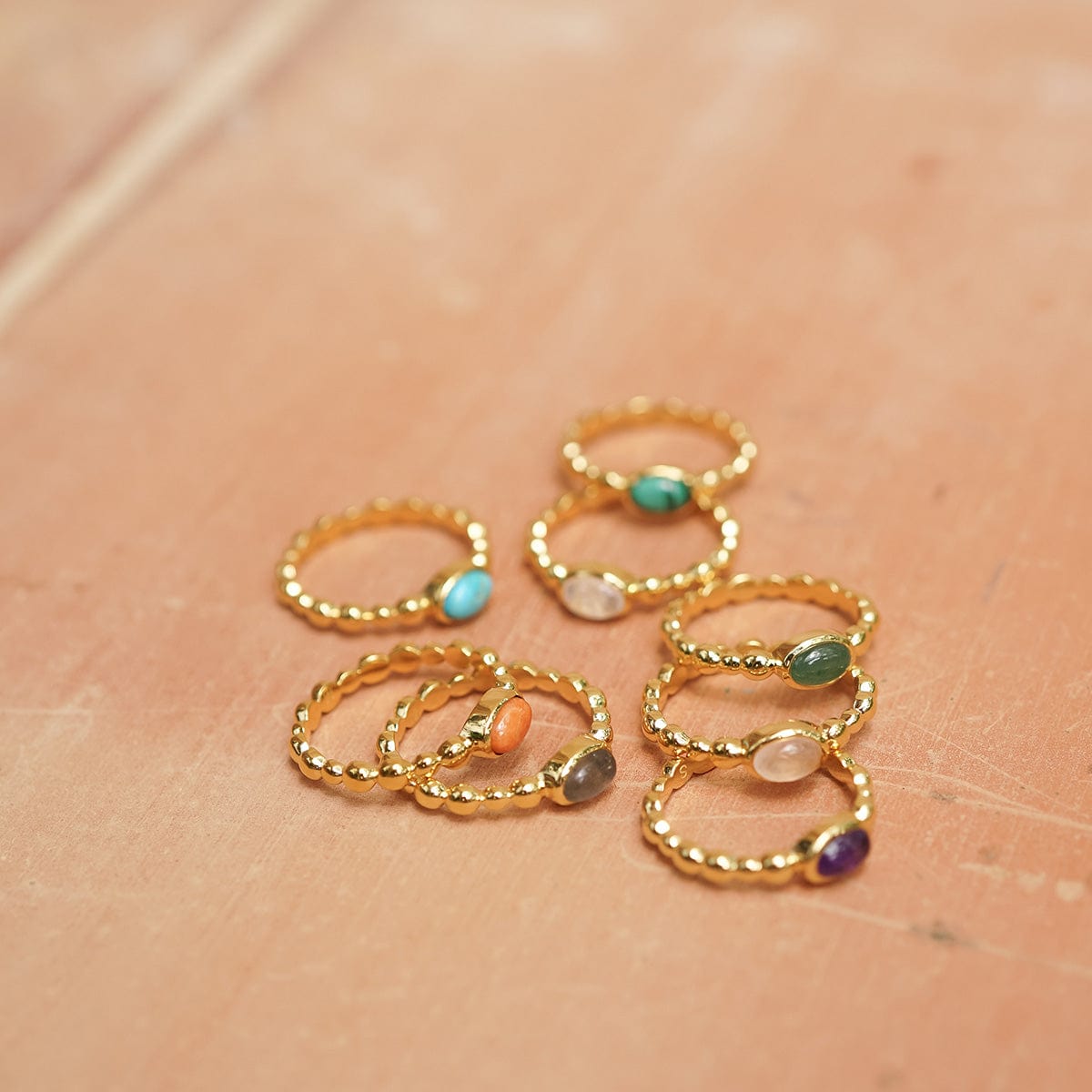 Healing Stone Bobble Ring 18ct Gold Plate