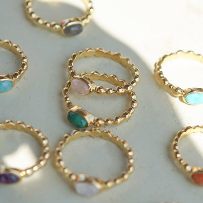 Healing Stone Bobble Ring 18ct Gold Plate