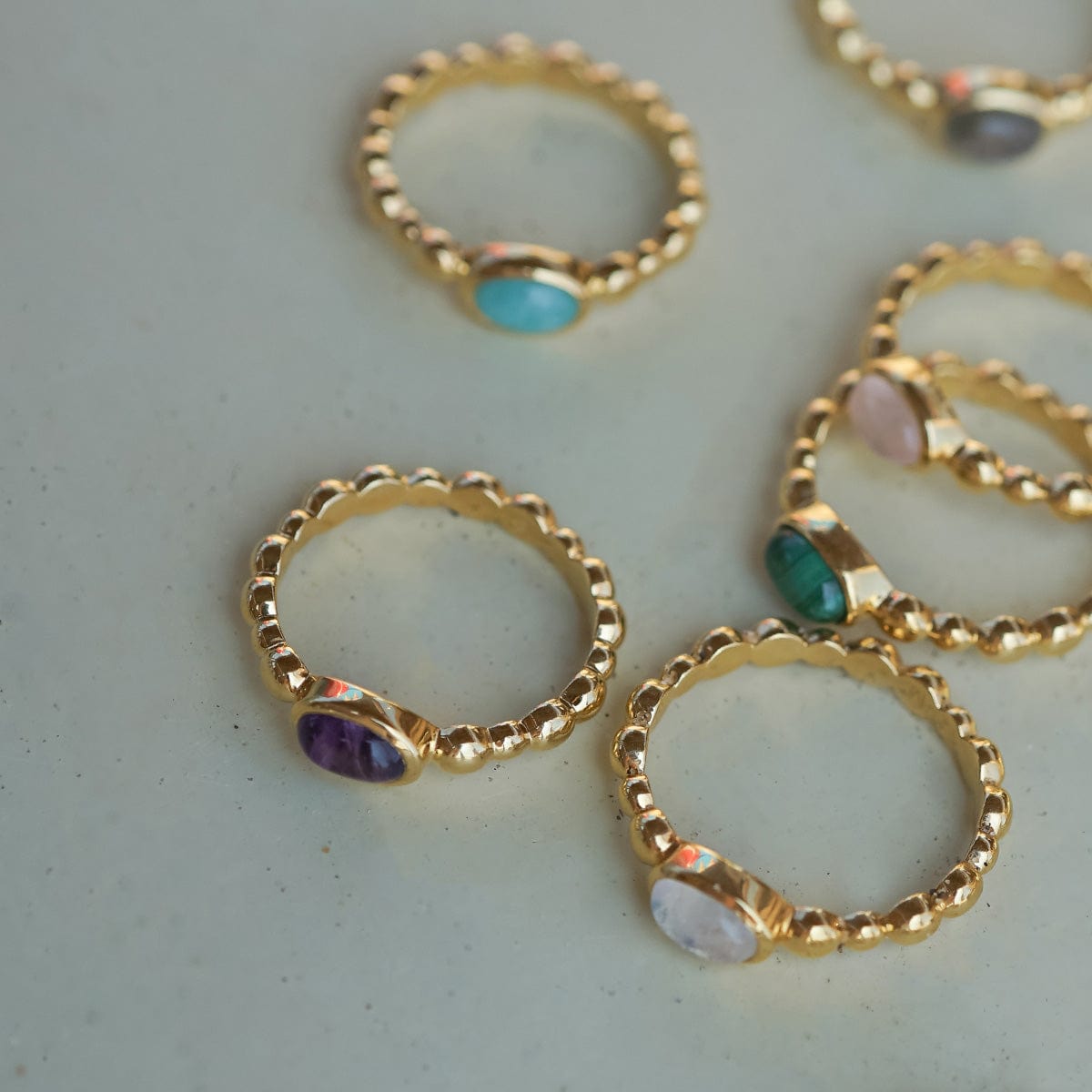 Healing Stone Bobble Ring 18ct Gold Plate