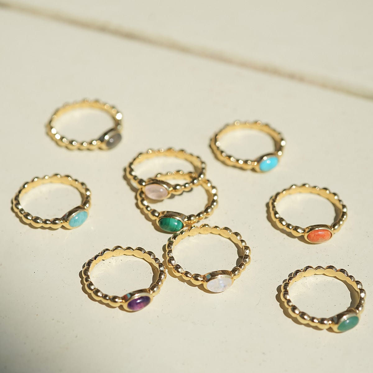 Healing Stone Bobble Ring 18ct Gold Plate
