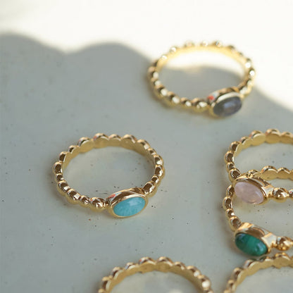 Healing Stone Bobble Ring 18ct Gold Plate