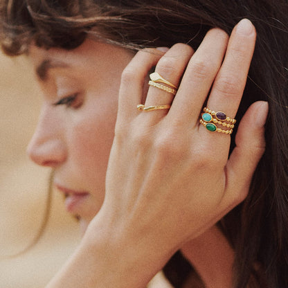 Healing Stone Bobble Ring 18ct Gold Plate