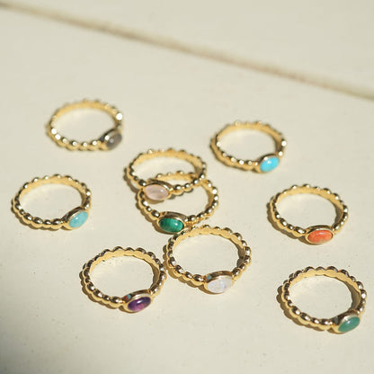 Healing Stone Bobble Ring 18ct Gold Plate
