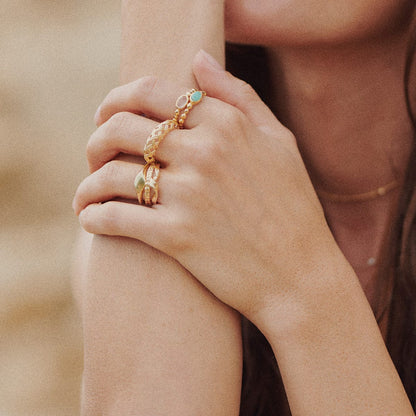 Healing Stone Bobble Ring 18ct Gold Plate