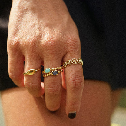 Healing Stone Bobble Ring 18ct Gold Plate