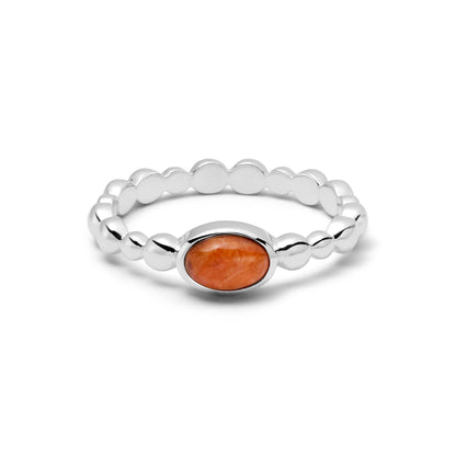 Healing Stone Bobble Ring Sterling Silver